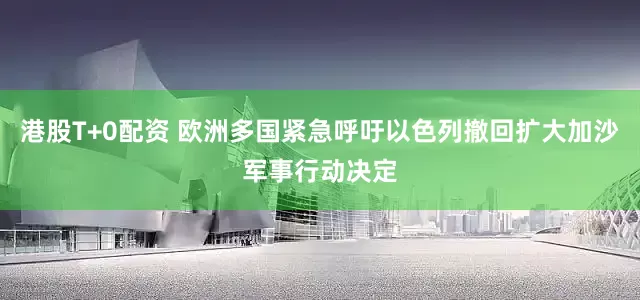 港股T+0配资 欧洲多国紧急呼吁以色列撤回扩大加沙军事行动决定
